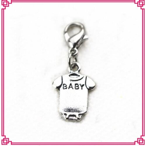 Hot selling 50pcs/lot baby clothes T shirt dangle charms lobster clasp charms for bracelet nacklace accessories diy jewelry