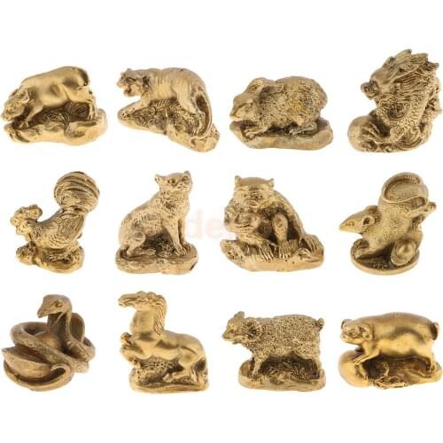 Chinese Zodiac Animals 12 SHENGXIAO Figurines Table Ornaments Lucky Mascots, for Wedding Christmas Birthday Gifts