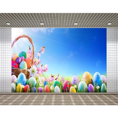 Lyavshi Happy Easter Photographic Backgrounds Spring Blue Sky Meadow Christian Feasts Photography Background Kids Portrait Photo