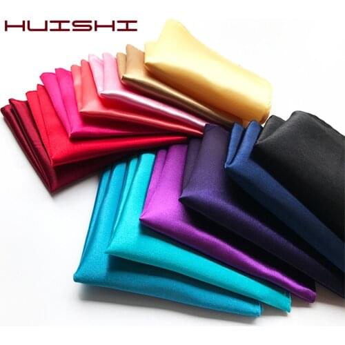 HUISHI 38 colors Solid Color Vintage Fashion Party Pocket Hanky High Quality Mens Handkerchief Groomsmen Pocket Square