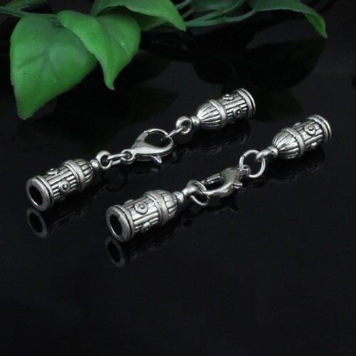 10sets/lot Fashion Zinc Alloy Cord End Caps Set Fit 4mm Cord for Necklace Bracelet Connectors Clasp Total Length:58mm K05229
