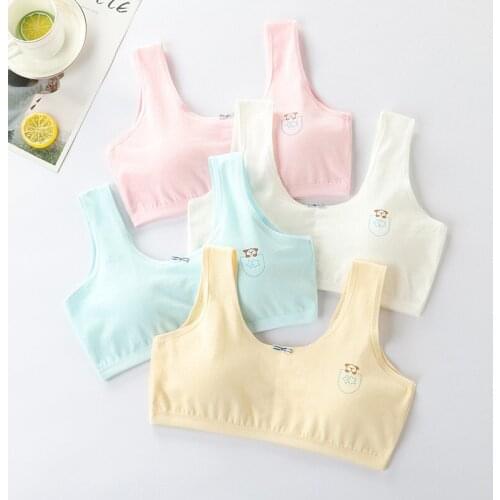 2 Pcs/lot New Girl Underwear Cotton Training Bras For Girls Add Padded Comfortable Wear Children Bra Soft Teenage Girl Brassiere