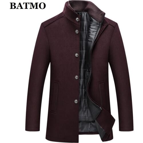 BATMO 2019 new arrival autumn&winter high quality wool thicked trench coat men,mens wool jackets ,plus-size M-XXXL AL 03