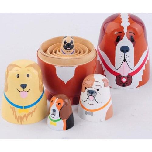New Style Cartoon Animal Handmade Wooden Russian Nesting Dolls Gift Russian Nesting Wishing Dolls Traditional Toys