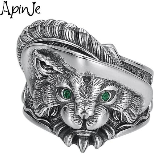 Apinje Cat Shape 925 Sterling Silver Open Ring Party Finger Ring New Fashion Gift Men Jewelry