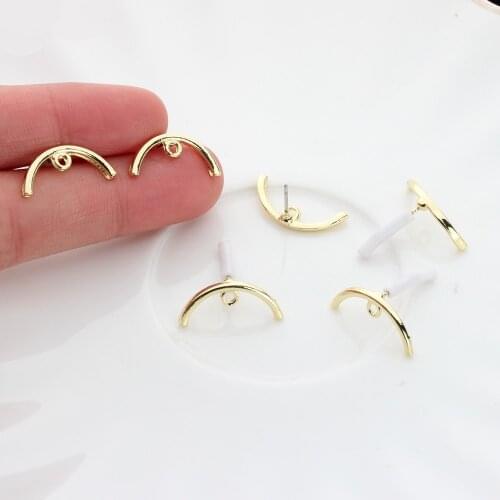 Zinc Alloy Golden Metal Semicircle Line Earrings Base Connectors Linkers 8*19mm 6pcs/lot For DIY Earrings Jewelry Accessories