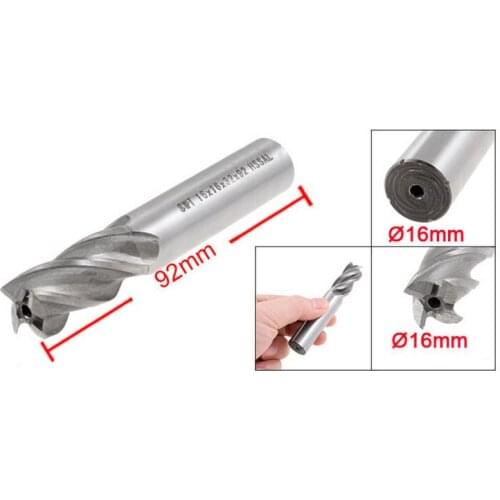 Straight Shank 4 Flutes End Mill Milling Cutter 16mm x 16mm x 32mm x 92mm