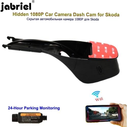 Jabriel 1080P Hidden wifi car dvr Dash Camera Car Camera 24H video recorder for skoda octavia 2 a7 a5 rapid fabia 2 kodiaq yeti