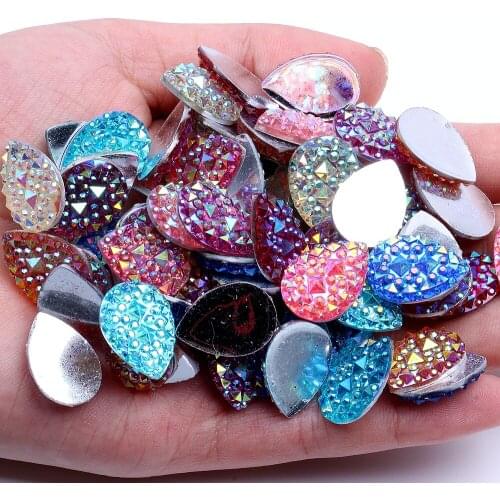 Tear Drop 13x18mm 40pcs Many AB Colors Flatback Resin Rhinestones Glue On DIY Crafts Jewelry Making Scrapbooking Decoration