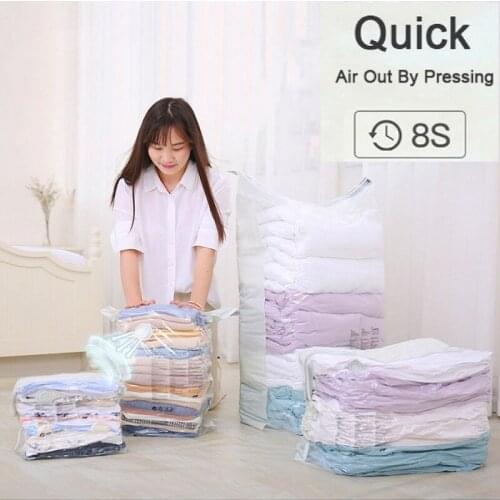 No Pump Needed Vacuum Storage Bags for Clothes Blankets Comforters Sweaters Pillows Home Compression Seal Bags Space Saver Bags