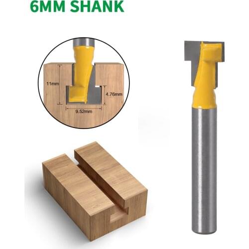 1PC 6MM Shank Milling Cutter Wood Carving T-Slot Milling Cutter Router Bit With 3/8" Wide Hex-Bolt Caps Tools For Woodworking