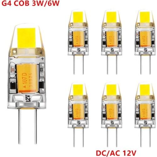 10pcs Mini G4 LED Lamp COB LED G4 Bulb 3W 6W AC/DC 12V LED Light Dimmable 360 Beam Angle Chandelier Lights Replace Halogen Lamps