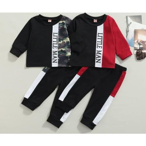 0-3years Toddler Baby Boy Girl 2pcs Autumn Clothing Set Long Sleeve Trousers Little Man Letter Print Sports Style