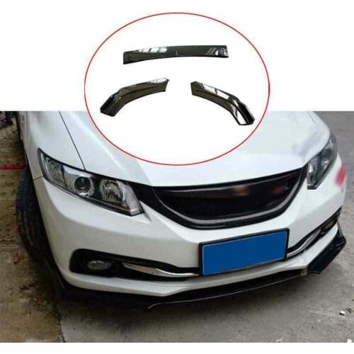 For Honda Civic 9th 2012 2013 2014 2015 Black Front Bumper Lip Spoiler Bodykit Refit 3PCS