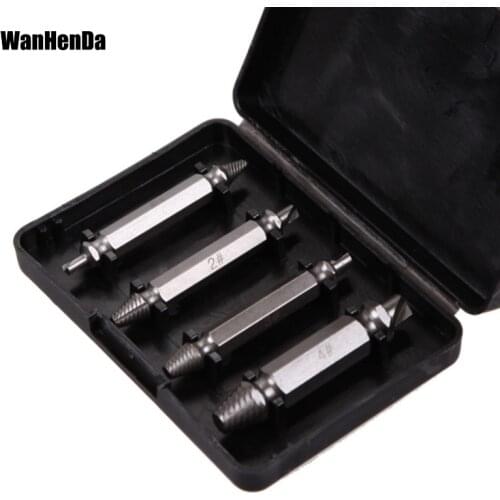 New 4pcs Core drill bit Steel Broken Speed Out Damaged Screw Extractor Drill Bit Grip Guide Set Broken Bolt Remover Easy Out Set