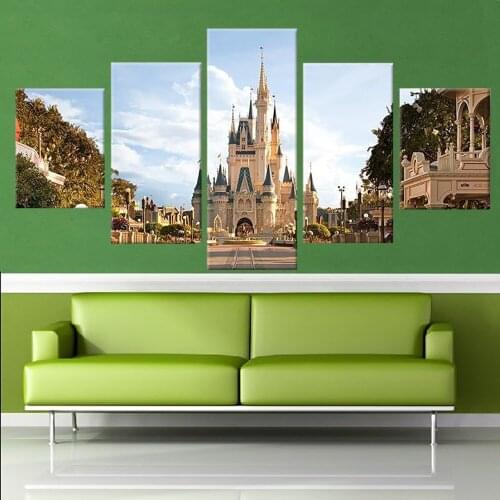 5 Piece Wall Art Canvas Painting Landscape A Beautiful Castle Poster Modern Home Decor Canvas Living Room Modular Picture