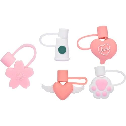 5PCS Silicone Straw Tips Cover Reusable Airtight Splash Proof Drinking Straw Tips Lids for 6-8mm Straws beer kitchen Accessorie