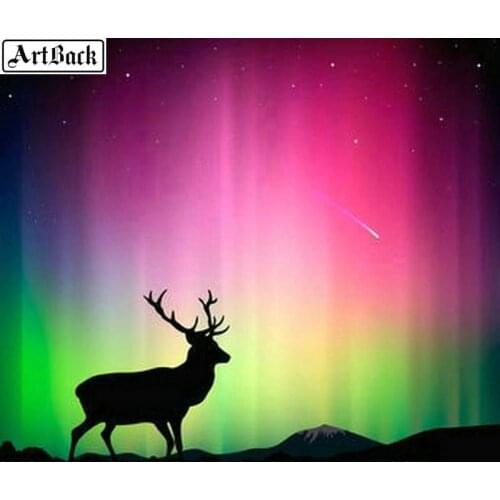 5d diamond painting deer color landscape full square / round drill diamond mosaic rhinestone sticker home decoration