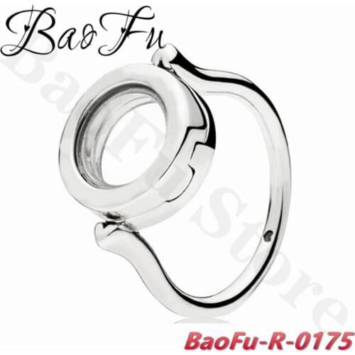 BaoFu 925 Sterling Silver Ring Shiny Micro-label Round Floating Box Suitable for Gifting Original Ladies Jewelry