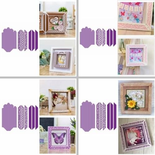 Decorative Squares Flags Photo Frame Edge Metal Cutting Dies Set For DIY Scrapbooking Craft Cards Making Template 2020 New