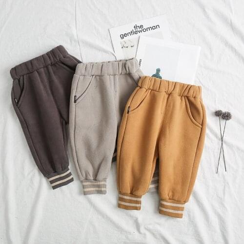 Childrens Casual Pants 2019 Brand New Baby Boys and Girls Warm Velvet Sport Pants Kids Girl Trpusers Baby Boys Harem Pants 1-7Y