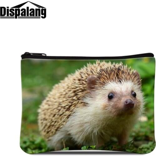Dispalang Pretty Animal Hedgehog Logo on Wallet Mini Makeup Pouch Children Change Canvas Coin Purse for Women Portable Money Bag