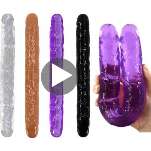Double Long Realistic Dildo Soft Jelly Dildo Realistic Penis Cock Lesbian Vagina Anal Plug Flexible Fake Penis For Women Sex Toy