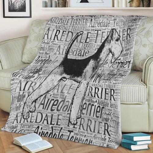 Airedale Terrier Flannel Throw Blanket 3D Printed Keep Warm Sofa Child Blanket Home Decor Textiles Dream Family Gift