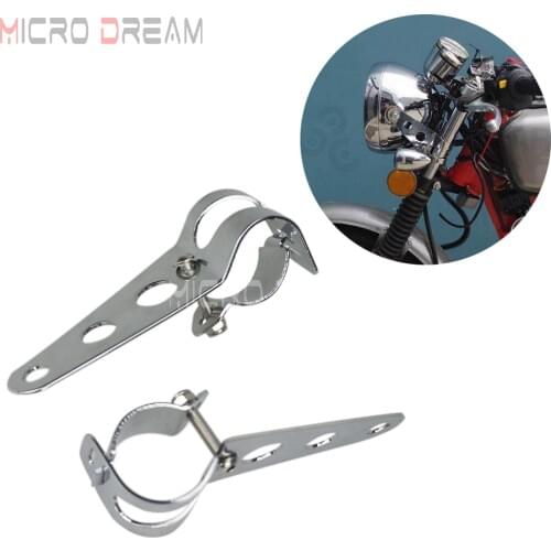 Chrome Motorcycle Headlight Head Light Mounting Bracket Clamp for Harley Chopper Bobber Cruisers 25-38mm Fork Mount Universal