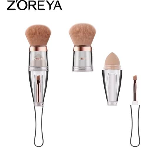 Zoreya Manufacturers Currently Available 3-in-1 Makeup Brush Multi-functional Combination Portable One-piece Cosmetic Tools Gift
