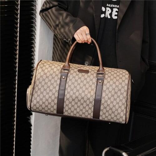 Classic Fashion Travel Duffle Bag Waterproof Check Leather Men Business Trip Fitness Gym Boarding Bags Male Luggage Handbags Hot