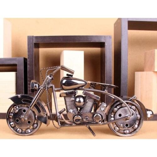 Creative Pure Metal Motorcycle Decoration Handicraft Iron Art Large Motorcycle Model Ornaments Boys Gift Package Mail