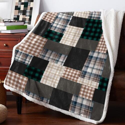 Buffalo Grid Texture Squares Throw Blanket Soft Fleece Blankets Winter Blanket Portable Picnic Blankets Bedclothes
