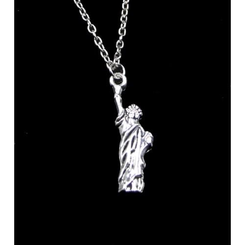 Fashion 34*10mm Statue Of Liberty New York Pendant Necklace Link Chain For Female Choker Necklace Creative Jewelry party Gift