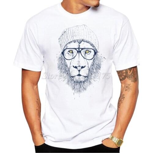 2019 Mens Cool lion Design T Shirt Male Fashion Cool Lion Tops Hipster Printed Summer Tees