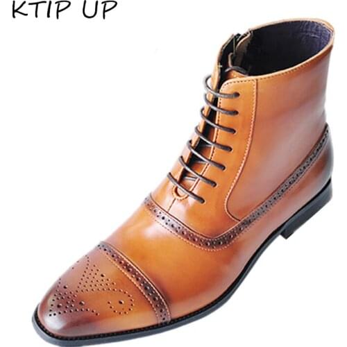 Men Bullock High top Leather Shoes High Quality Vintage British Military Boots Autumn Winter Shoes Plus Size Leather Boots Men