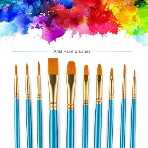 10pcs Artist Paint Brushes Set Acrylic Oil Watercolour Painting Craft Art Gifts