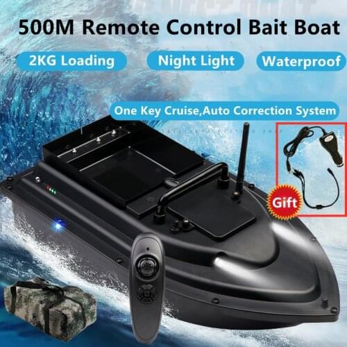 One Key Cruise 500M Remote Control Fishing Bait Boat 7-8 Wave Resistance 2.4G 2KG Load 3H Endurance LED Night Lights RC Boat