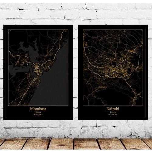 Mombasa Nairobi Kenya Map Poster