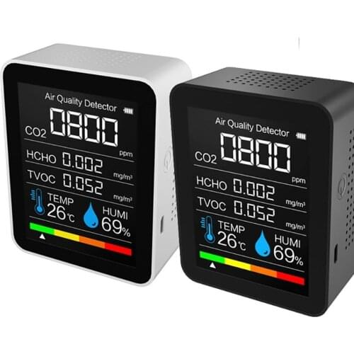 Portable CO2 TVOC Meter Digital Temperature Humidity Sensor Tester Air Quality Monitor Carbon Dioxide HCHO TEMP HUMI Detector