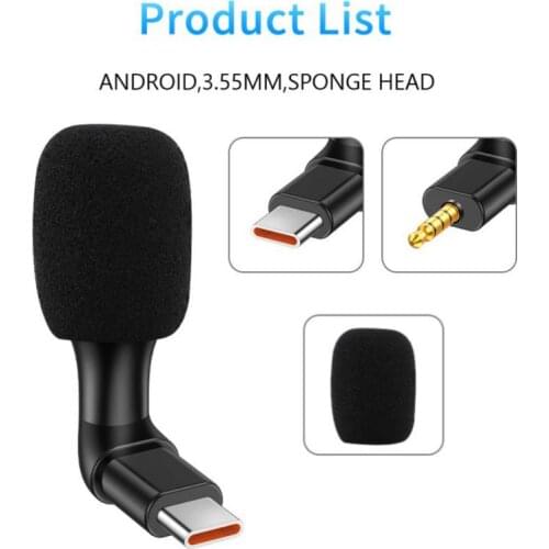 Portable 3.5mm Stereo Studio Mic KTV Karaoke Type-c Mini Microphone For Smart Phone Laptop PC Desktops Handheld Audio Microphone