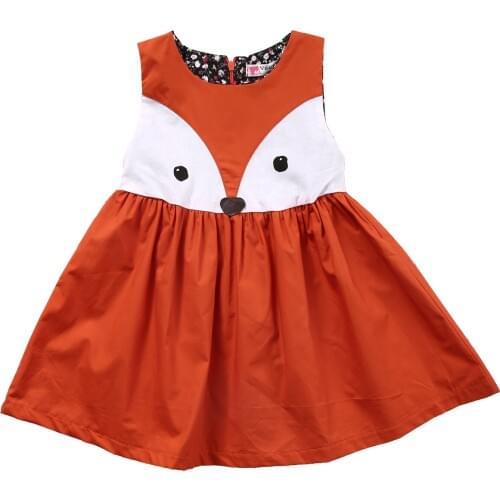 1-5Y Casual Baby Girls Toddler Kids Fox Dress Sleeveless Formal Party Wedding Tutu Dresses