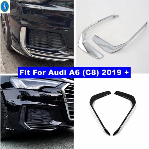 Yimaautotrims Auto Accessory Front Fog Lights Lamps Eyelid Eyebrow Strip Cover Trim Chrome Fit For Audi A6 C8 2019 2020 2021 ABS