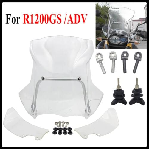 Clear R1200GS ADV Windshield WindScreen w/ Mount Support Bracket+Windshield Side For BMW R 1200 GS Adventure 2005-2012