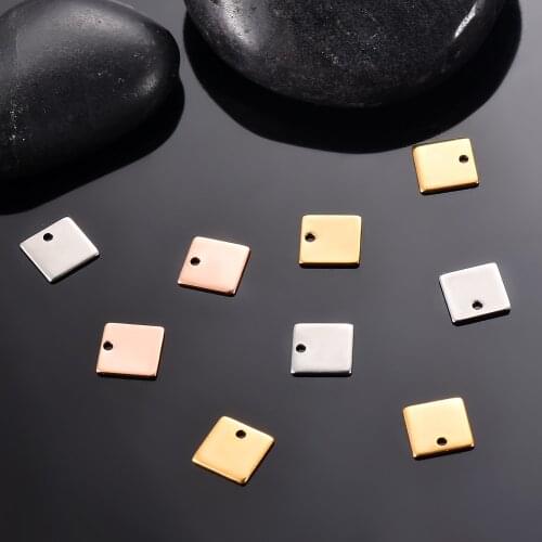 20Pcs Stainless Steel Square Charms Stamping Blank Tags DIY Jewelry Making Accessories Not Turn Off Color