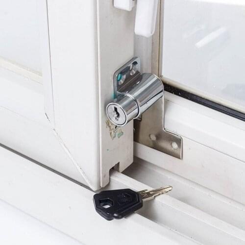 2PCS Sliding Window Lock With Key Child Safety Protection Lock Anti-theft Door Lock Push Window