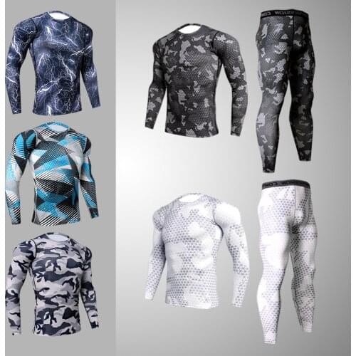 Brand New Mens Compression Set Running Tights Workout Fitness Training Tracksuit Long Sleeves T-Shirts Sport Suit