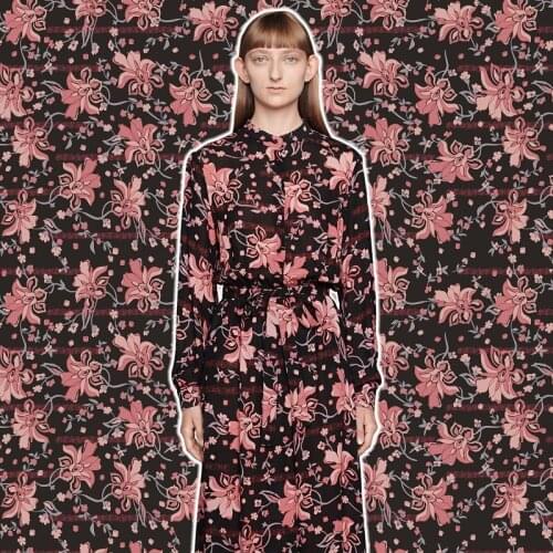 Flower Printed Polyester Fabric Italian G Brand Fashion Clothing Shirt Casual Wear Cloth Fabrics for Dress Sewing Per Meter