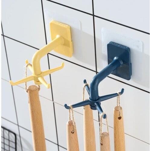 360° Rotating Hooks Creative Wall Mounted Utility Hooks for Kitchen Bathroom Kitchenware Storage