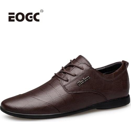 High Quality Genuine Leather Shoes Men Spring & Summer Casual Shoes Soft Comfy Lace Up Walking Men Shoes